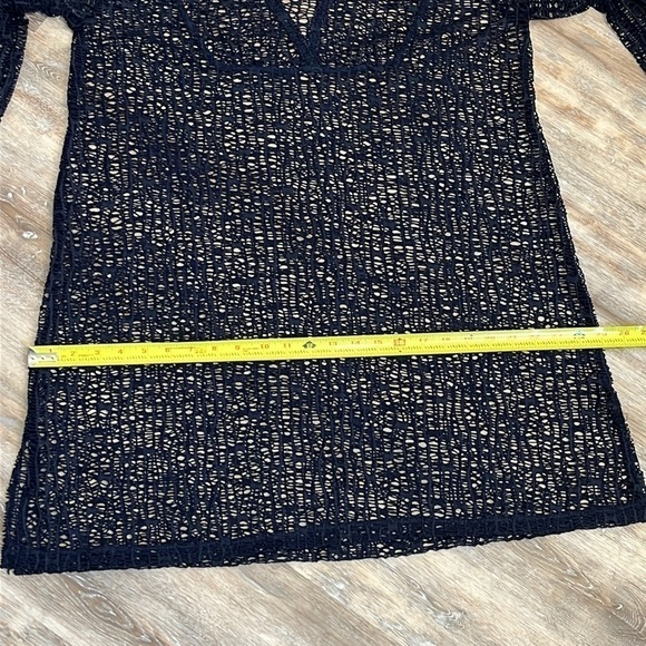 J Valdi Womens Swimsuit Cover Up Dress Mesh Sheer Open Knit Navy Blue Size XL - Picture 10 of 13